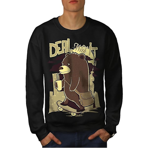 Deal It Bear Funy Men Blacksweatshirt | Wellcoda M