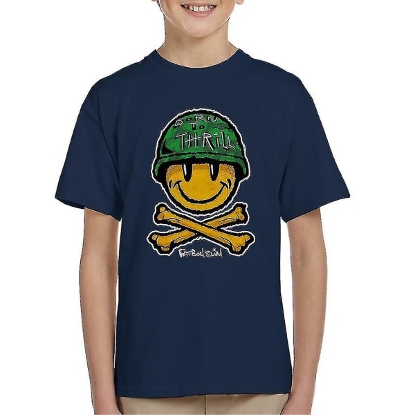 Fatboy Slim Born to Thrill Army Smiley And Crossbones T-shirt för barn 3XL