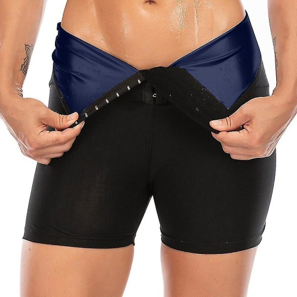 Midjetränare Svett Bastu Byxor Kroppsformare Slimming Byxor Dam Waist trainer Magen Hot Thermo Sweat Leggings Fitness Träning, 3 To Point Byxor Blå L XL