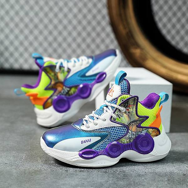 Basketskor för barn Mode Pojkar Flickor Sneakers Sportskor som andas 2Lb2205 Purple 33