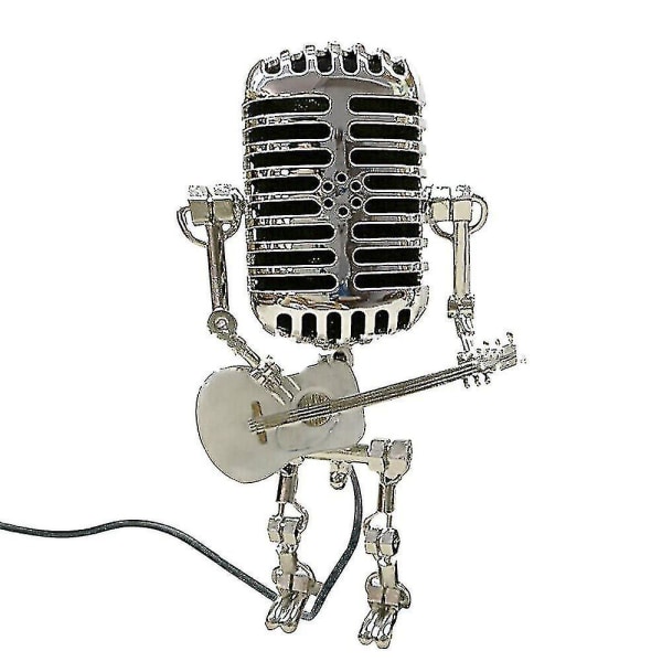 Metall retromikrofon Robot Nattlampor med gitarrfigurer USB lampa G