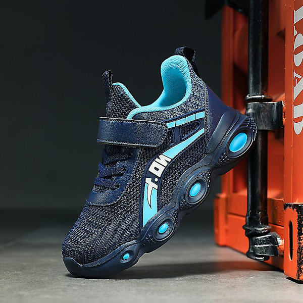 Barn Sneakers Andas löparskor Mode Pojkar Flickor Sportskor 3A670 BlackBlue 34