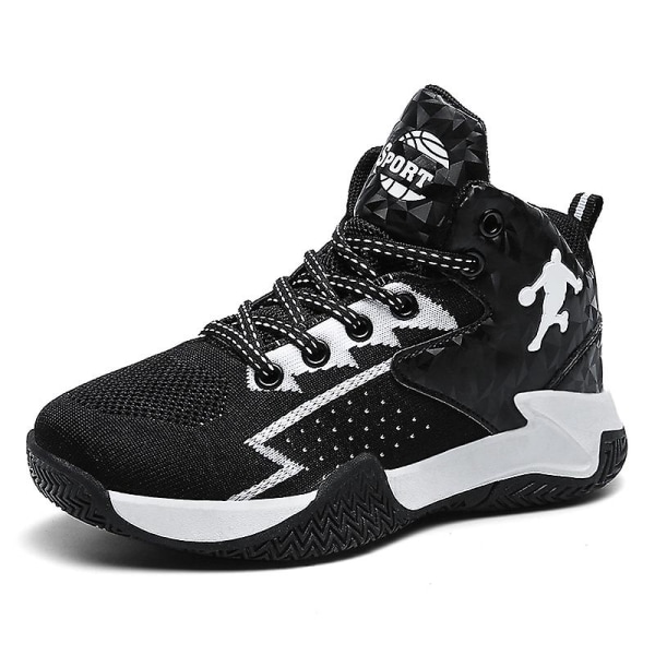 Basketskor för barn Mode halkfria sneakers Andas sportskor A801 BlackWhite 35