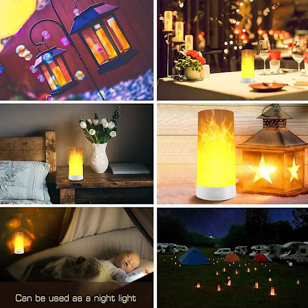 Led Flame Lampe, Led Flame Light Med Fjärrkontroller, USB Uppladdningsbar, Flimrande Led Flame