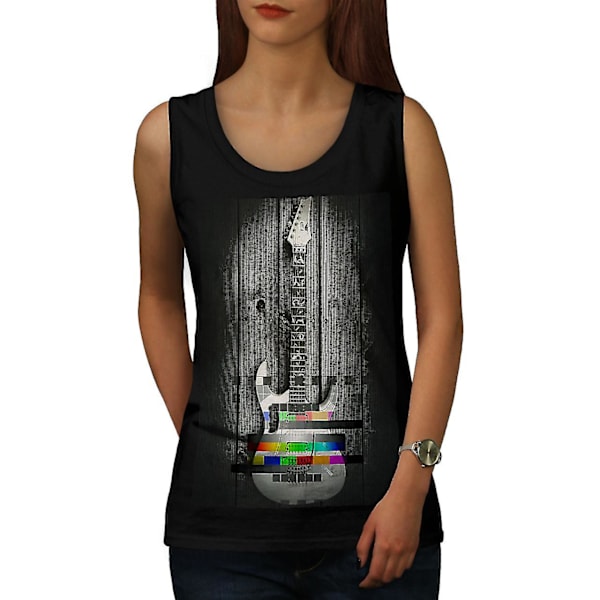 Gitarr Färgrik Konst Musik Kvinnor Blacktank Top M
