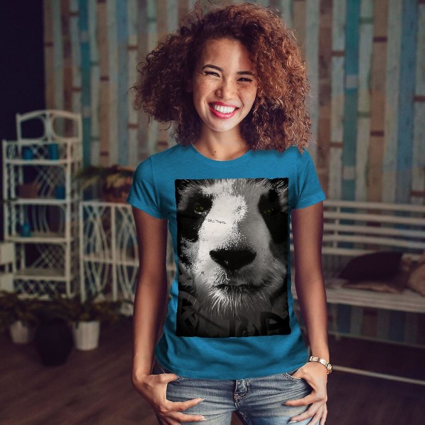 Panda Face Söt Royal T-shirt för kvinnor M