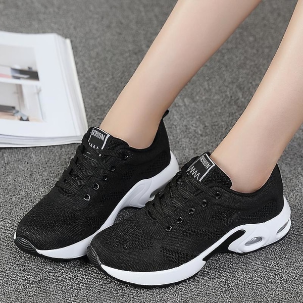 Air Cushion Sneakers för damer Shoes Damping Running Shoes 1727 Black 39
