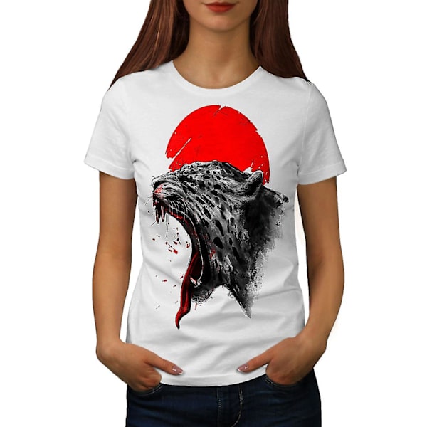 Panther Sun Red Animal Women Whitet-shirt M