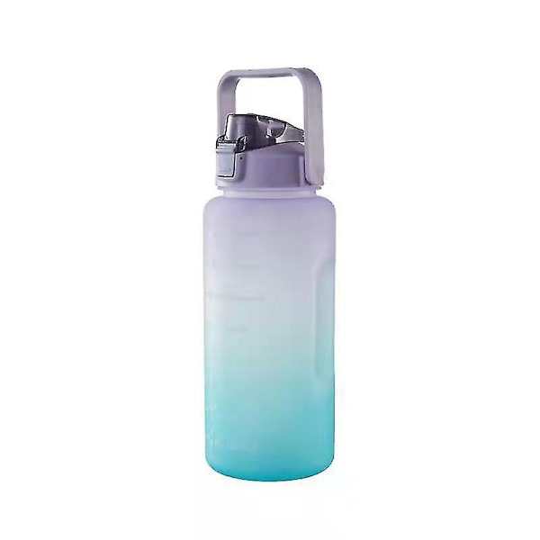2l/1,4l Pastell motiverande vattenflaska med tidsmarkör och halm-bpa fri låsning Purple