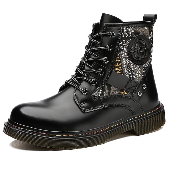 Herr Martin Boot Kvinnor Korta Kängor Med Snörning Chunky Låg Klack Mid-Calf Boots 2K1690 Black 43