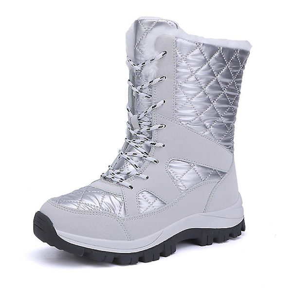 Dam Vinterstövlar Snow Boot Plysch Varma Skor Vattentät Boot 370 Gray 42