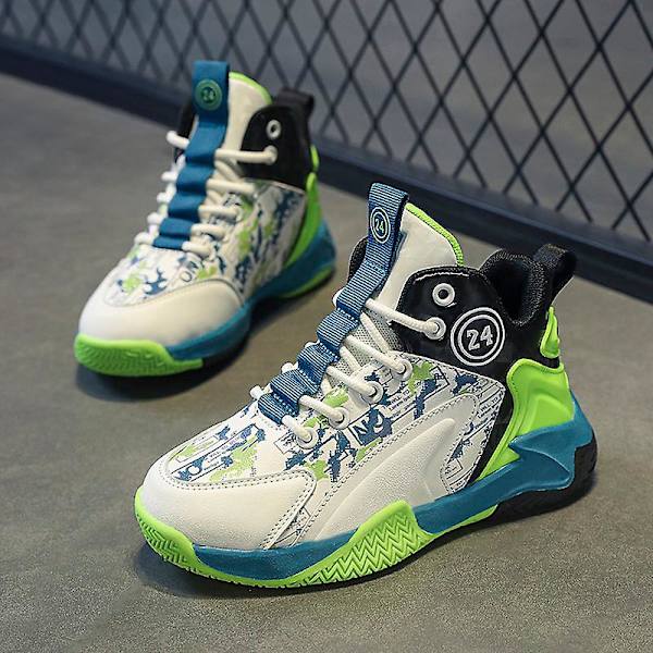 Basketskor för barn Mode Halkfria sneakers Andas sportskor L812 Green 34