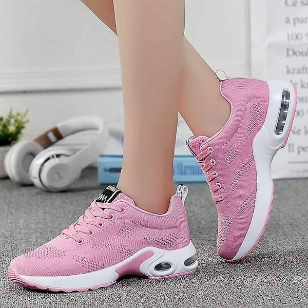 Air Cushion Sneakers för damer Shoes Damping Running Shoes 1727 Pink 36