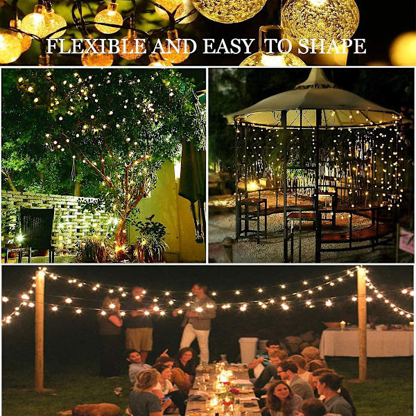 Solar String Lights Outdoor , 50led Globe Fairy Waterproof Lights , 8 Mode 7m/24ft Indoor/outdoor