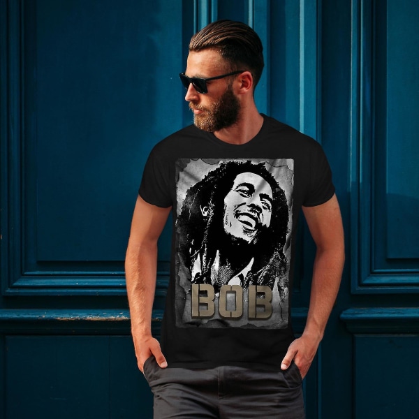 Bob Marley Smiling Men Blackt-shirt 3XL