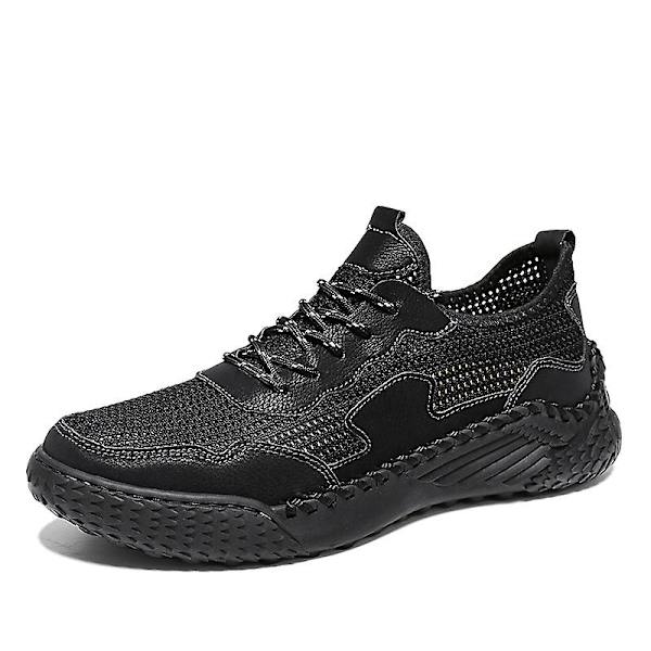 Promenadskor för män Andas Flying Woven Mesh joggingskor Halkfria sneakers 3C9903 Black 41