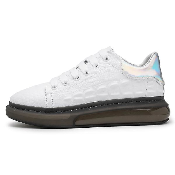 Herr Sport Löparskor Tvålagers Läderskor Mode Sneakers Fr6550 White 43