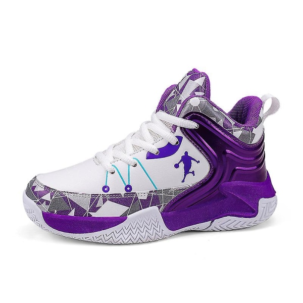 Basketskor för barn Mode Pojkar Flickor Sneakers Andas Sportskor 668 Purple 36