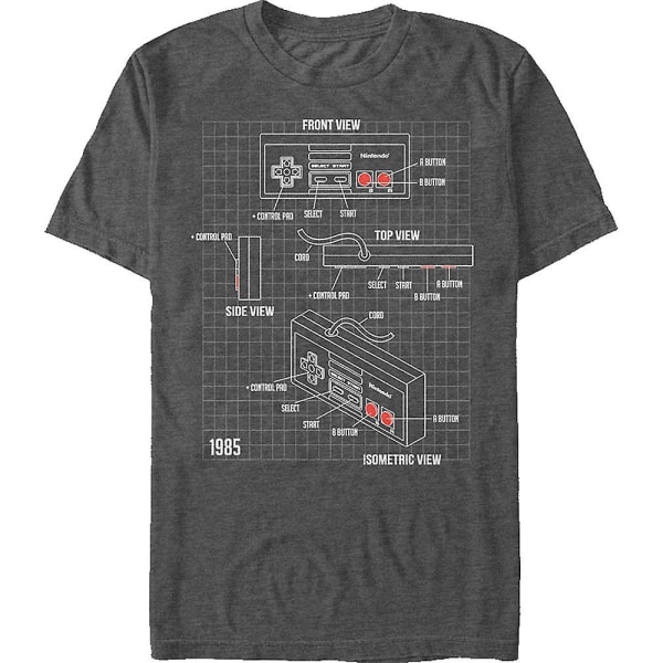 Nintendo Controller Schematisk T-shirt S