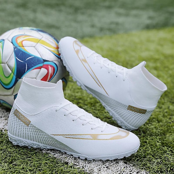 Fotbollsskor för män Aldult Fotbollsskor Grästräning Sport Skor Sneakers 3C2150 White 36