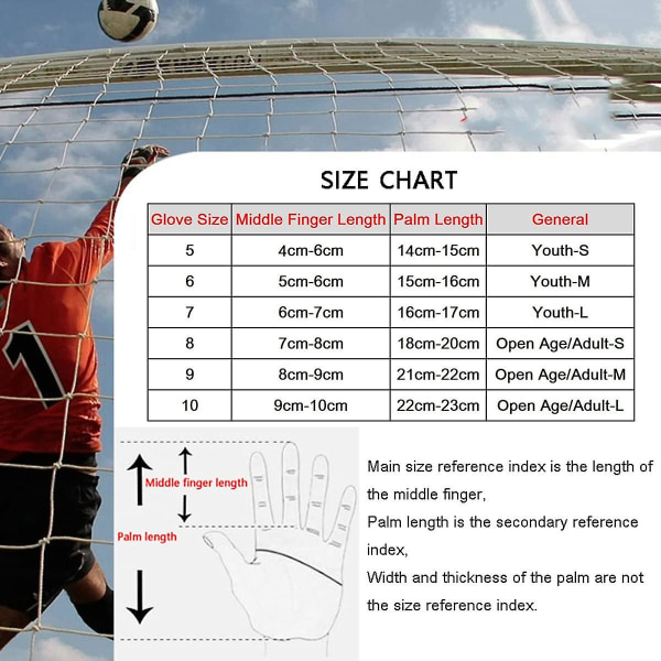 Fotbollsmålvaktshandskar Målvaktshandskar med fingersparande och dubbelt handledsskydd, målvaktshandskar med starkt grepp för barn, ungdomar, vuxna Red 6