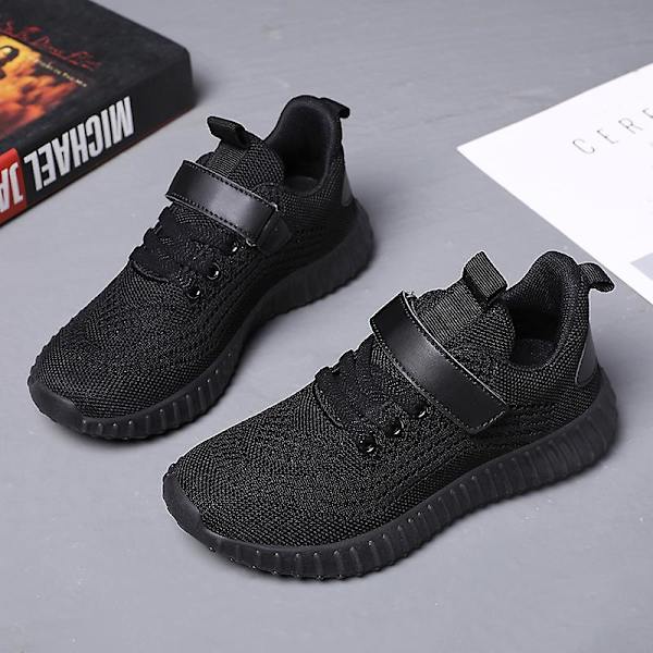 Barn Sneakers Andas löparskor Mode Pojkar Flickor Sportskor 3A806 Black 34
