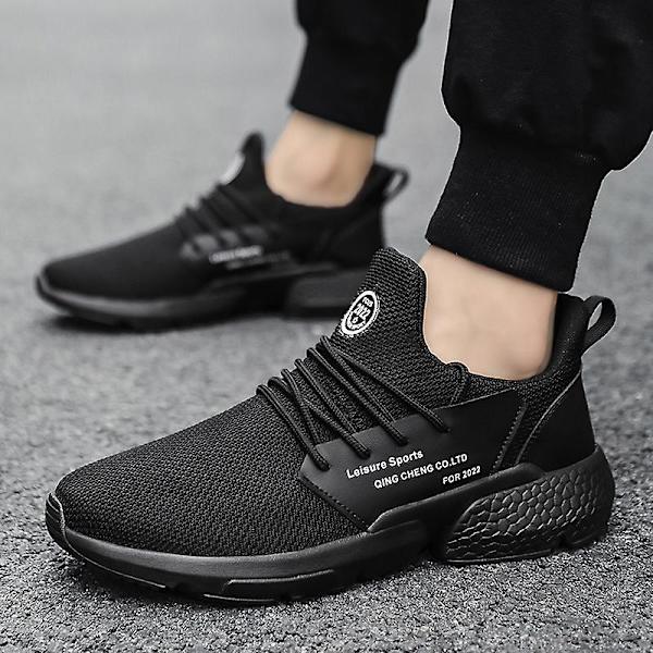 Herrsneakers Lättviktssportlöparskor Andas promenadskor Black 39