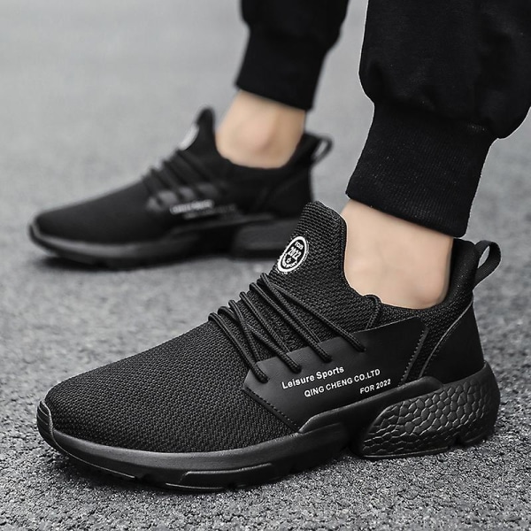 Herrsneakers Lättviktssportlöparskor Andas promenadskor Black 44