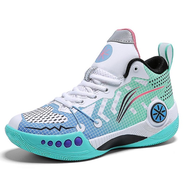 Barn Basketskor Mode Pojkar Flickor Sneakers Andas Sportskor 2207 Cyan 39