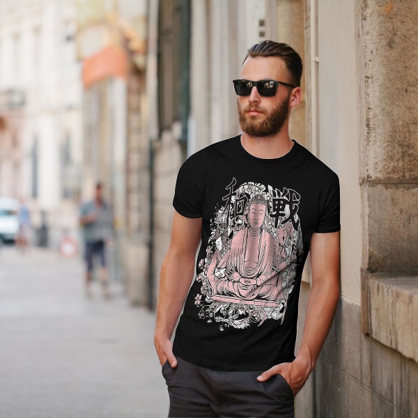 Buddha Meditation Men Blackt-shirt | Wellcoda M