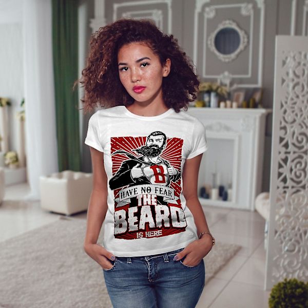 The Beard Is Here Whitet-shirt för kvinnor M