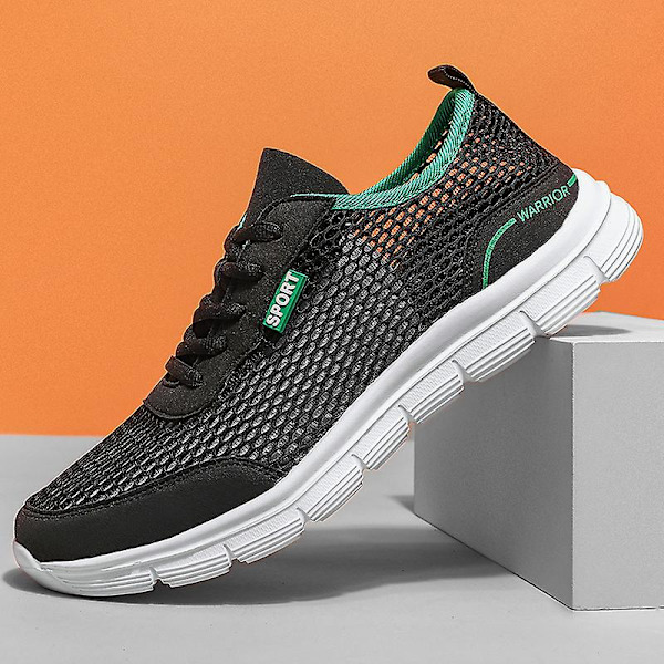 Män Skor Höst Soft Loafers Skor Lättvikt Billiga Mesh Casual Herr Sneakers 2G8928-1 Black 41