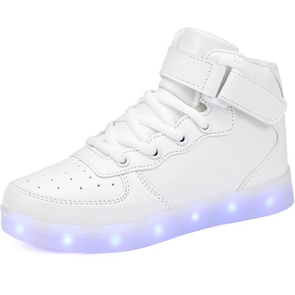 Barnskor Pojkar Led Light Up Skor Pojkar Flickor Sportlöparskor 1600 White 34