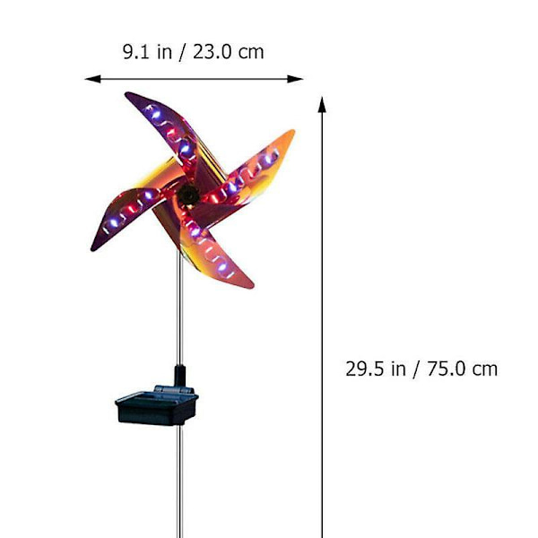 Solar Spinner Flerfärgad Led-belysning, gräsmatta Ornament Wind Mill