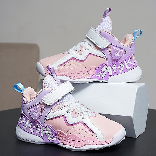 Basketskor för barn Mode Halkfria sneakers Andas sportskor A02 Pink 34