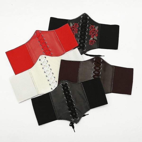 Mode Korsett Breda Bälten Imiterat Läder Bantning Kroppsformande Gördel Bälte För Kvinnor Elastiskt Tight Hög Midja För Dagligt Användning, Vit 01 65CM Waist 65 to 78cm