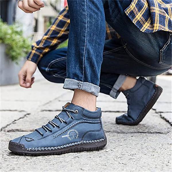 Herrskor Bekväma ankelstövlar Handsömmar Casual Herr Loafers Mjuk sula Andas Flats Skor Gray 41