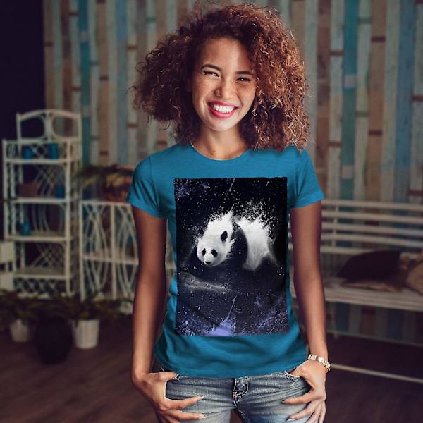 Space Lazy Panda Animal Kvinnor Royal Bluet-shirt M