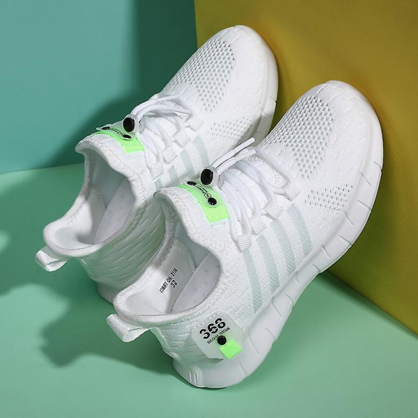 Sneakers för barn som andas löparskor Mode sportskor 2D2136 White 29