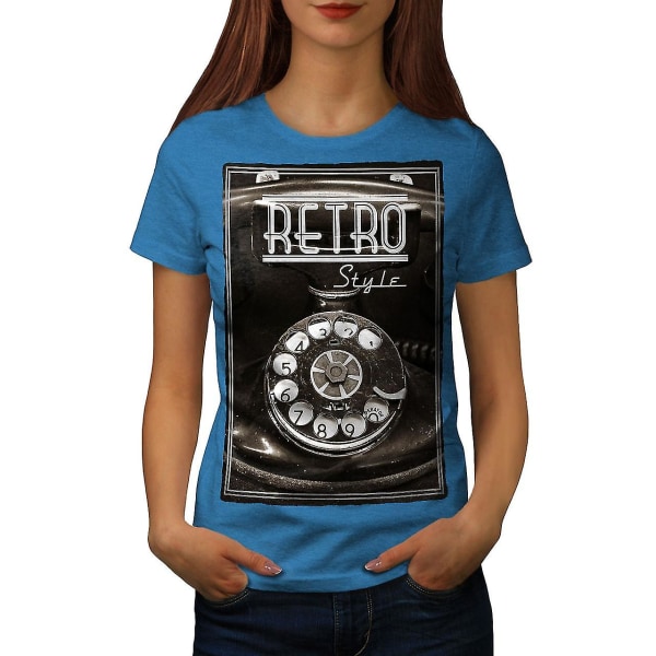 Telefon Retro Foto Vintage Kunglig T-shirt för kvinnor S