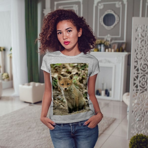 Söt Fox Photo Animal Women Grå-skjorta M