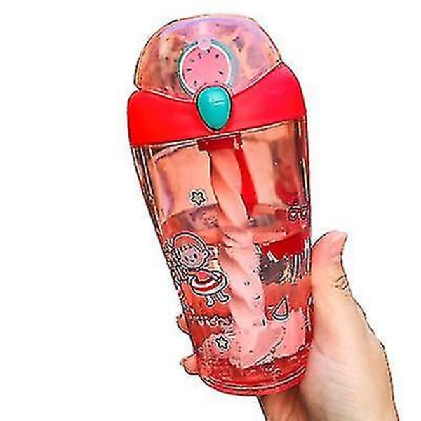 460 ml röd sommar tecknad vattenkopp 460 ml omrörbar vattenkopp med sugrör Barns vattenflaska för vuxna