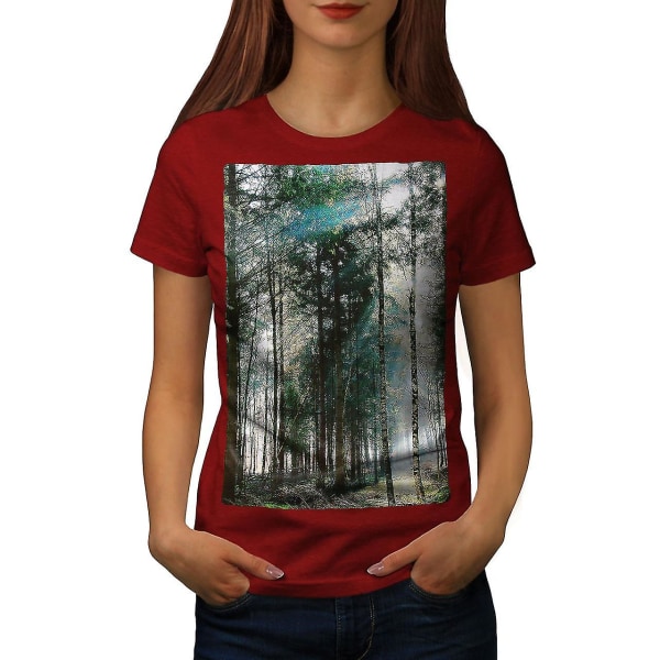 Skog Vacker Natur Kvinnor Röd-skjorta 3XL