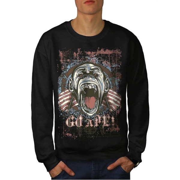 Ape Monkey Cool Men Blacksweatshirt | Wellcoda M