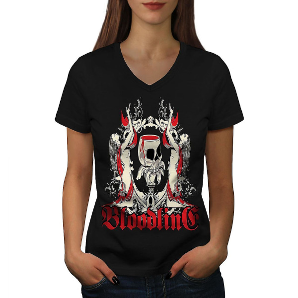 Blood Death Horror Kvinnor Blackv-neck T-shirt 3XL