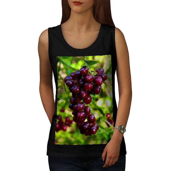 Red Grape Wine Fruit Women Blacktank Top L