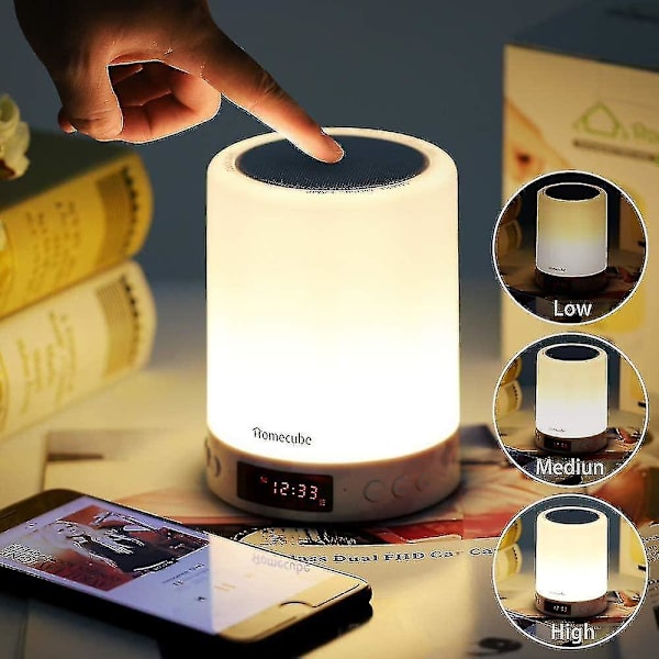 Lampor Touch Sänglampa Bluetooth högtalare Ljus Musik Klocka Alarm Radio Allt-i-ett Bäst