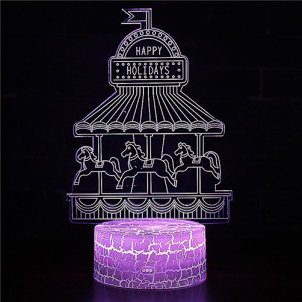 3D optisk illusion lampa LED nattljus, 7 färger Touch sänglampa Sovrumsbord Art Deco Barn N