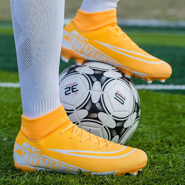 Fotbollsskor för herr, halkfria fotbollsskor, Gräs Fotbollssneakers Yj8508 Yellow 36