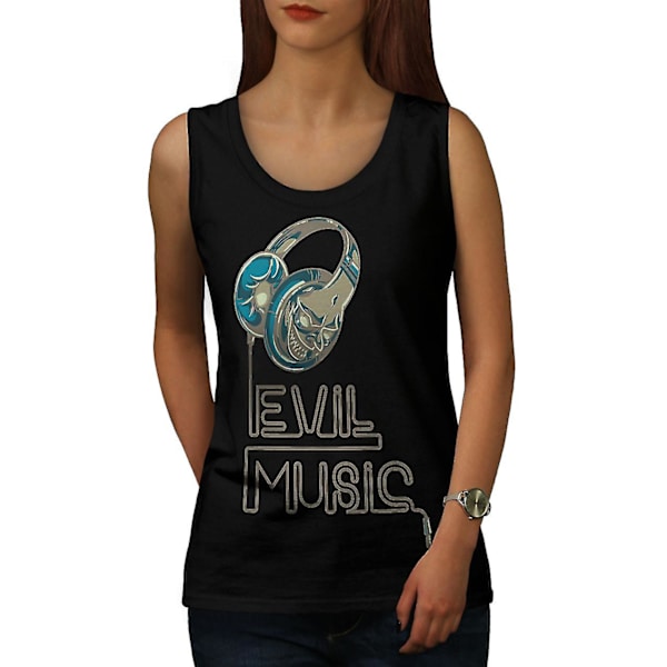 Evil Skrämmande Skräckmusik Kvinnor Blacktank Top | Wellcoda M